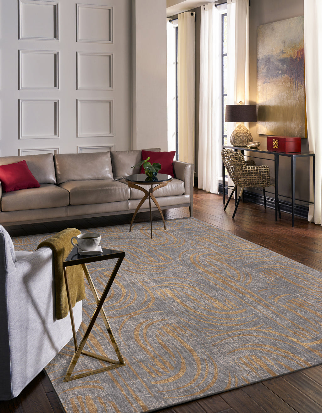 Karastan Artisan Equilibrium Smokey Grey Area Rug by Scott Living Room Image Feature