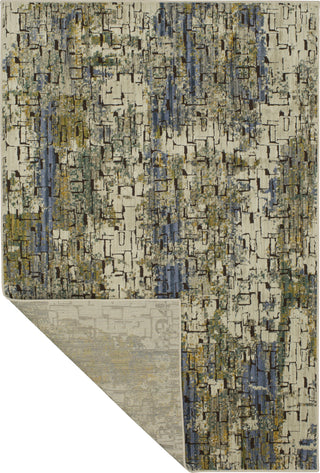 Karastan Mosaic Tributary Aquamarine Area Rug Corner Folded