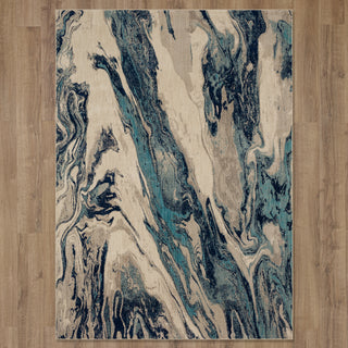 Karastan Meraki Alchemist Lagoon Area Rug on Wood 