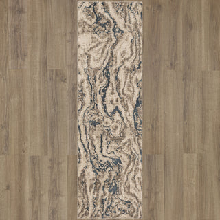 Karastan Enigma Alluvium Robins Egg Area Rug Runner on Wood 