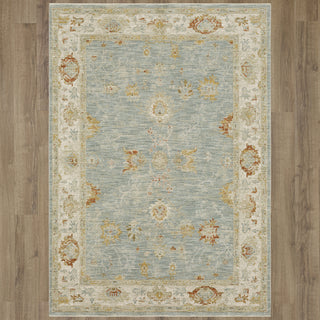 Karastan Adalia Amasya Blue Area Rug on Wood 