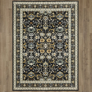 Karastan Zephyr Amphora Black Area Rug on Wood 