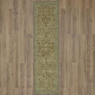 Karastan Titanium Andeols Seaglass Area Rug Runner on Wood 