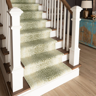 Karastan Kalahari Antelope Skin Cream Area Rug Runner on Stairs 