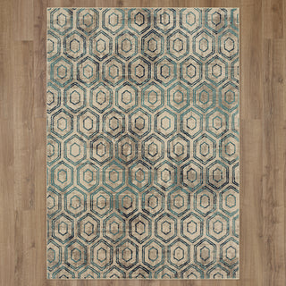 Karastan Meraki Artemis Oyster Area Rug on Wood