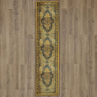 Karastan Antiquity Bandar Blue Area Rug Runner on Wood 