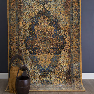 Karastan Antiquity Bandar Blue Area Rug Room Scene Featured 