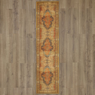 Karastan Antiquity Bandar Gold Area Rug Runner on Wood 