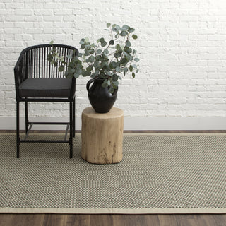 Karastan Modern Classics Basketweave Sisal Grey Tri Color Area Rug Main Image -  Leather Border - Chatham Mushroom Feature