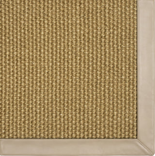 Karastan Modern Classics Basketweave Sisal Tigers Eye Area Rug Swatch Image -  Leather Border - Chatham Mushroom Feature