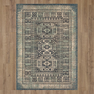 Karastan Estate Bleinhem Blue Area Rug on Wood