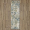 Karastan Tryst Botan Blue Area Rug Runner on Wood 