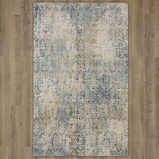 Karastan Tryst Botan Blue Area Rug on Wood 