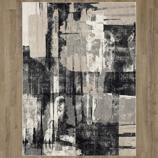 Karastan Epiphany Brush Strokes Soot Area Rug on Wood 