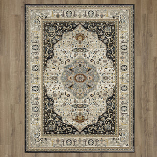 Karastan Zephyr Chronos Black Area Rug on Wood 