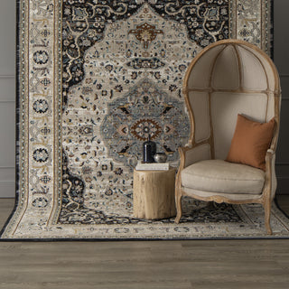 Karastan Zephyr Chronos Black Area Rug Room Scene Featured 