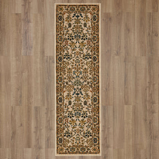 Karastan Spice Market Clarevale Vanilla Area Rug Runner on Wood 