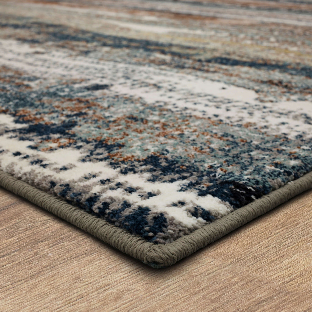 Karastan Epiphany Colorful Waves Robin's Egg Blue Area Rug Corner 