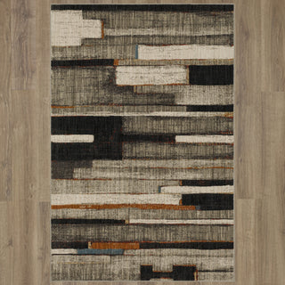 Karastan Elements Compose Charcoal Area Rug on Wood 