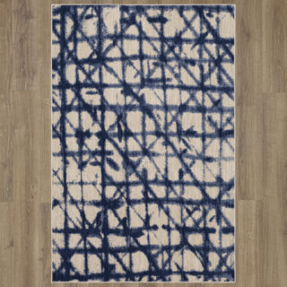 Karastan Enigma Contact Indigo Area Rug on Wood 