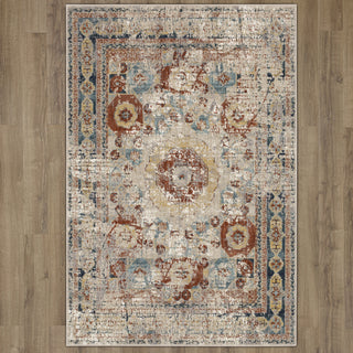 Karastan Soiree Cristales Oyster Area Rug on Wood