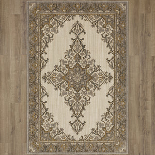 Karastan Relic Czar Beige Area Rug on Wood 