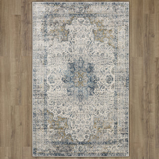 Karastan Tryst Dorset Blue Area Rug on Wood 