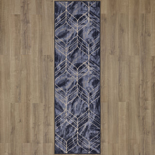 Karastan Axiom Ebb Indigo Area Rug Runner on Wood 