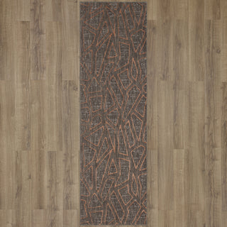 Karastan Soiree Gibson Smokey Grey Area Rug Runner on Wood 