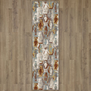 Karastan Soiree Gimlet Robin's Egg Area Rug Runner on Wood 