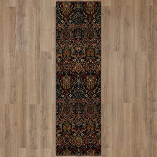 Karastan Spice Market Glenmore Charcoal Area Rug Runner on Wood 