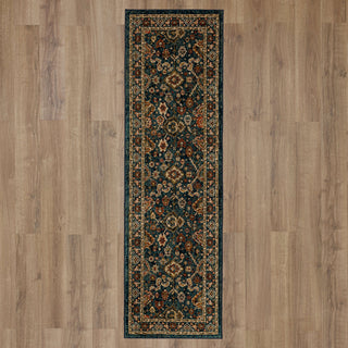 Karastan Spice Market Hackett Sapphire Area Rug Runner on Wood 