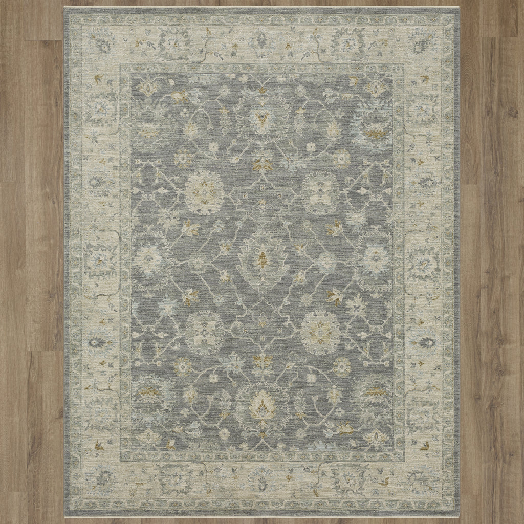 Karastan Adalia Kahta Dark Gray Area Rug on Wood 