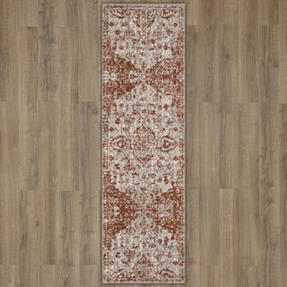 Karastan Soiree Kamo Rose Gold Area Rug Runner on Wood 