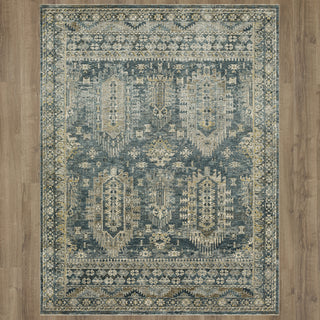 Karastan Marash Karamar Blue Area Rug on Wood 