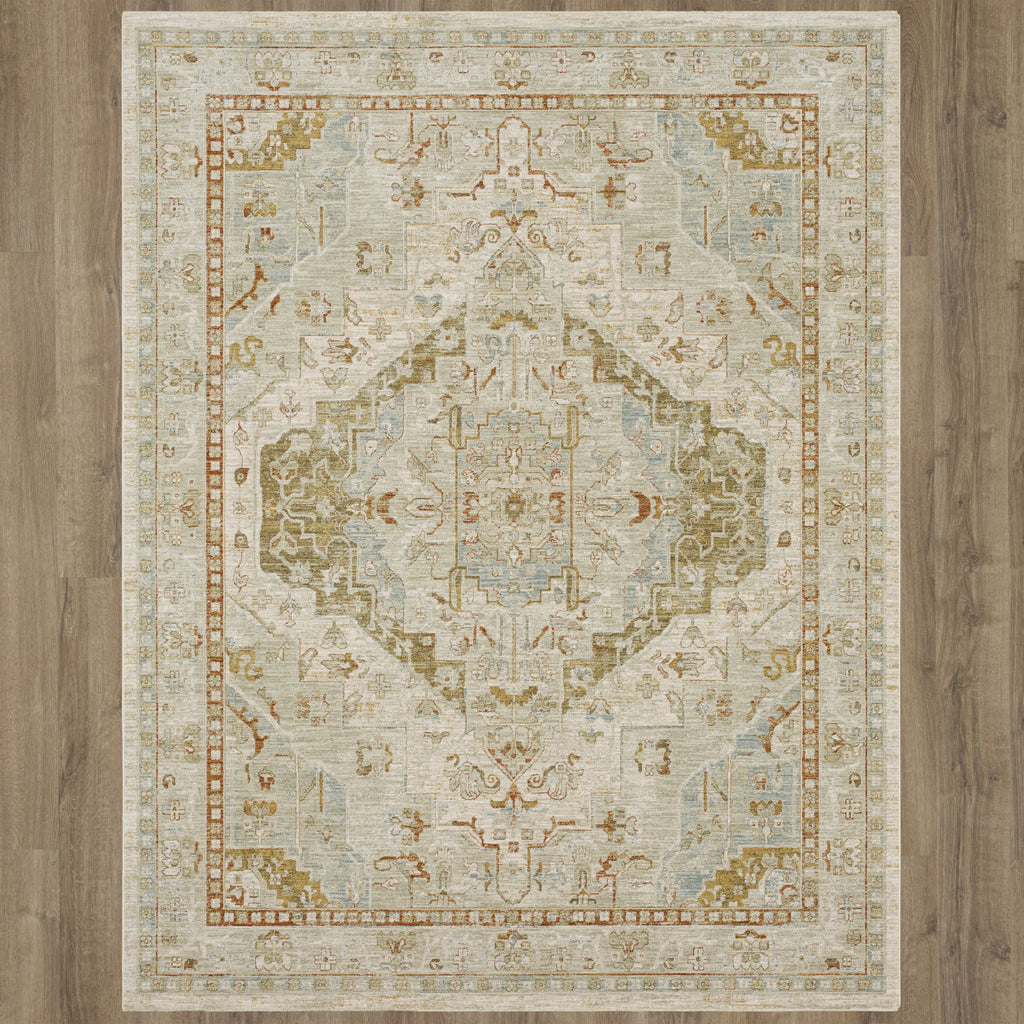 Karastan Adalia Kumra Cream Area Rug on Wood 