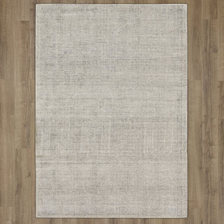 Karastan Labyrinth Matrix Steel Grey Area Rug on Wood 