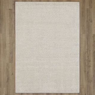 Karastan Labyrinth Meander Silver Birch Area Rug on Wood 