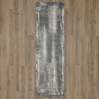 Karastan Tryst Milan Grey Area Rug Runner on Wood 