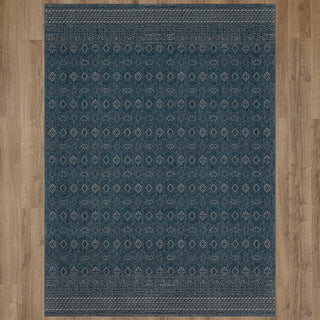 Karastan by (Series 1) Minuet Majolica Blue Area Rug Bobby Berk on Wood