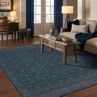 Karastan by (Series 1) Minuet Majolica Blue Area Rug Bobby Berk Room Scene Featured