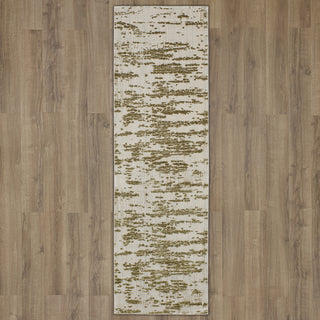 Karastan Tryst Mykonos Cream Area Rug Runner on Wood 