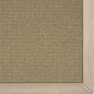 Karastan Modern Classics Needlepoint 3 Coffee Bean Area Rug Swatch Image -  Leather Border - Chatham Mushroom Feature