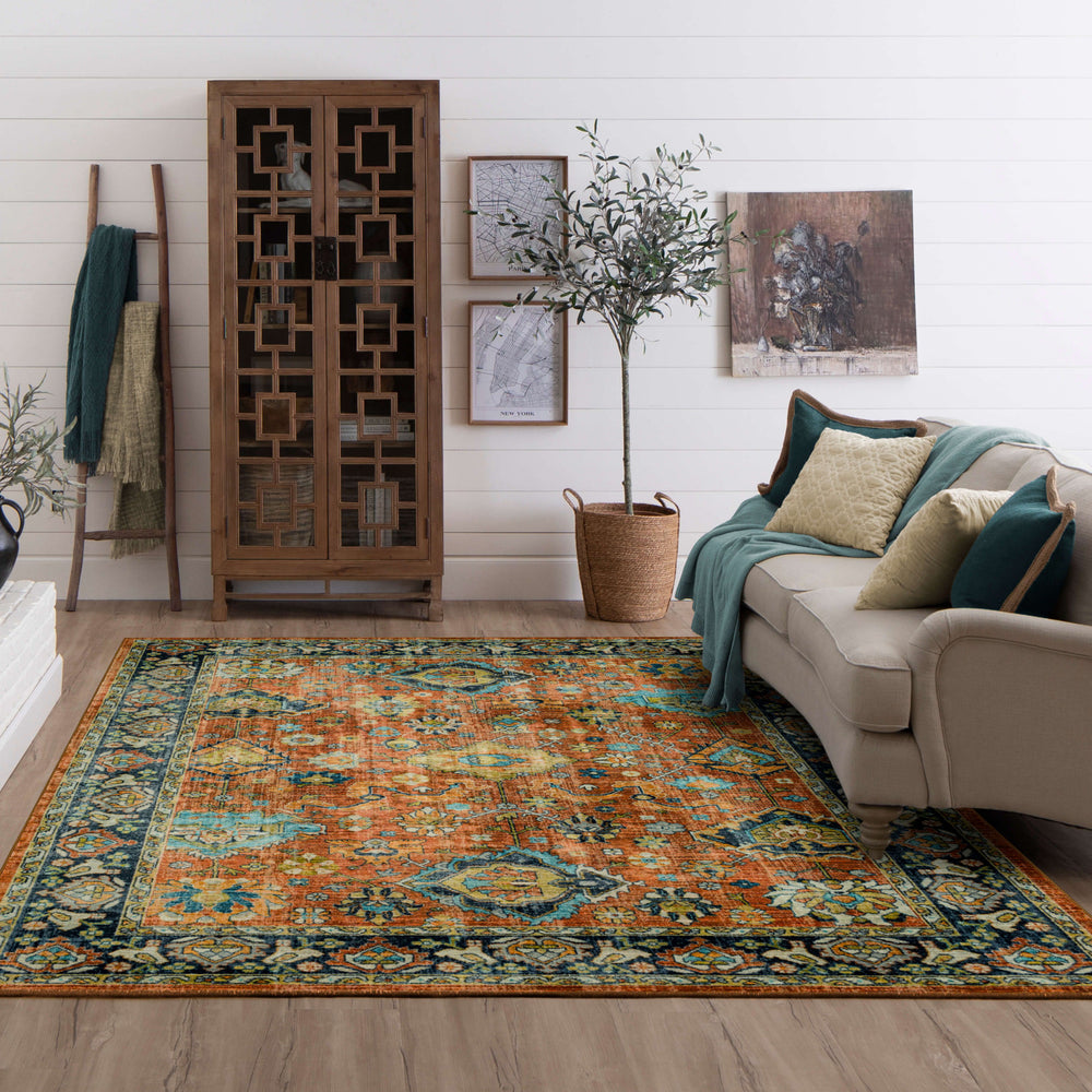 Karastan Kaleidoscope Nerissa Red Area Rug Room Scene Featured