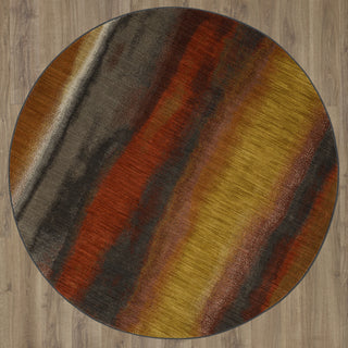 Karastan Elements Odin Multi Area Rug Round on Wood 