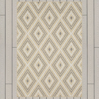 Karastan Drew and Jonathan Outdoor Oldenburg White Alyssum Area Rug on Wood