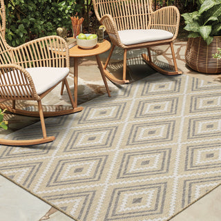 Karastan Drew and Jonathan Outdoor Oldenburg White Alyssum Area Rug Room Scene Featured