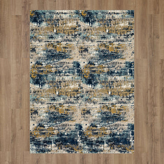 Karastan Vanguard by Drew and Jonathan Home Placid Majolica Blue Area Rug on Wood 