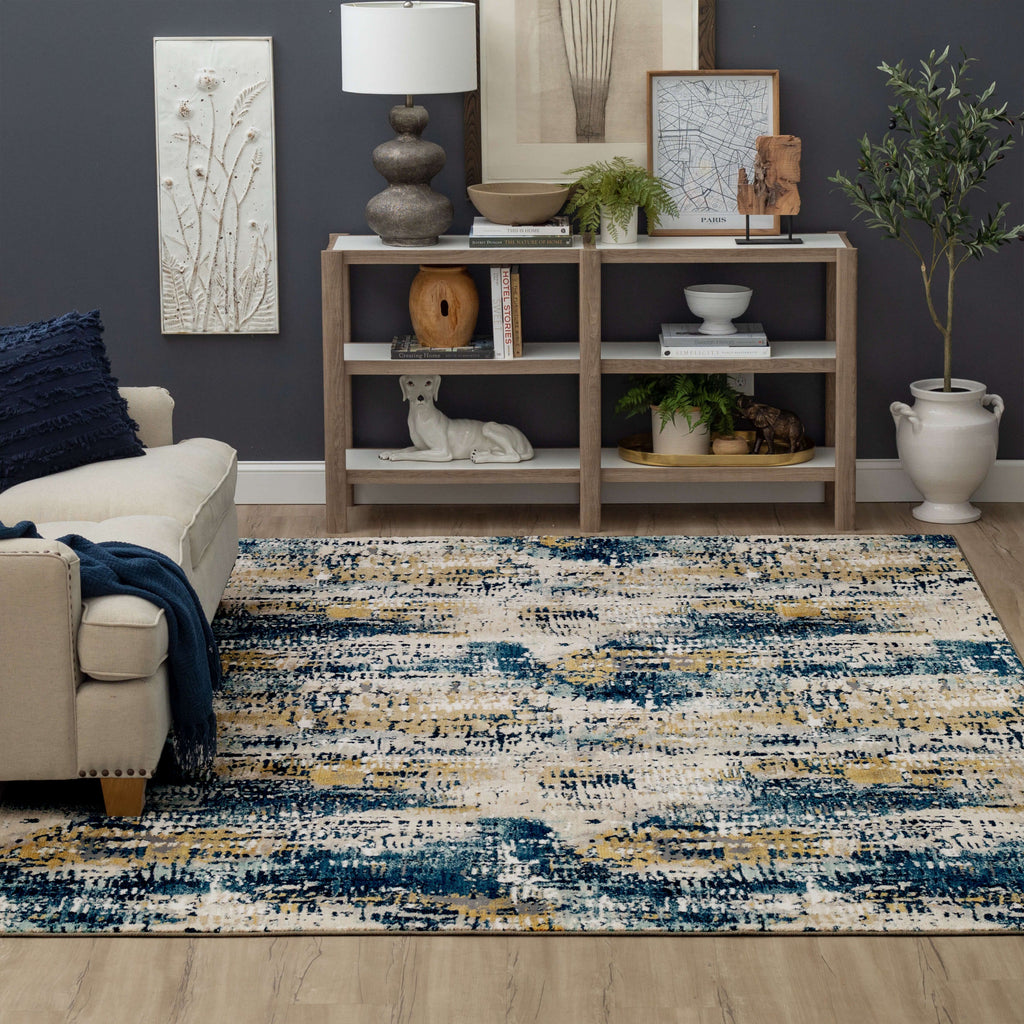 Karastan Vanguard by Drew and Jonathan Home Placid Majolica Blue Area Rug Room Scene Featured