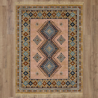 Karastan Rendition Rayas Rosewater Area Rug by Stacy Garcia on Wood 